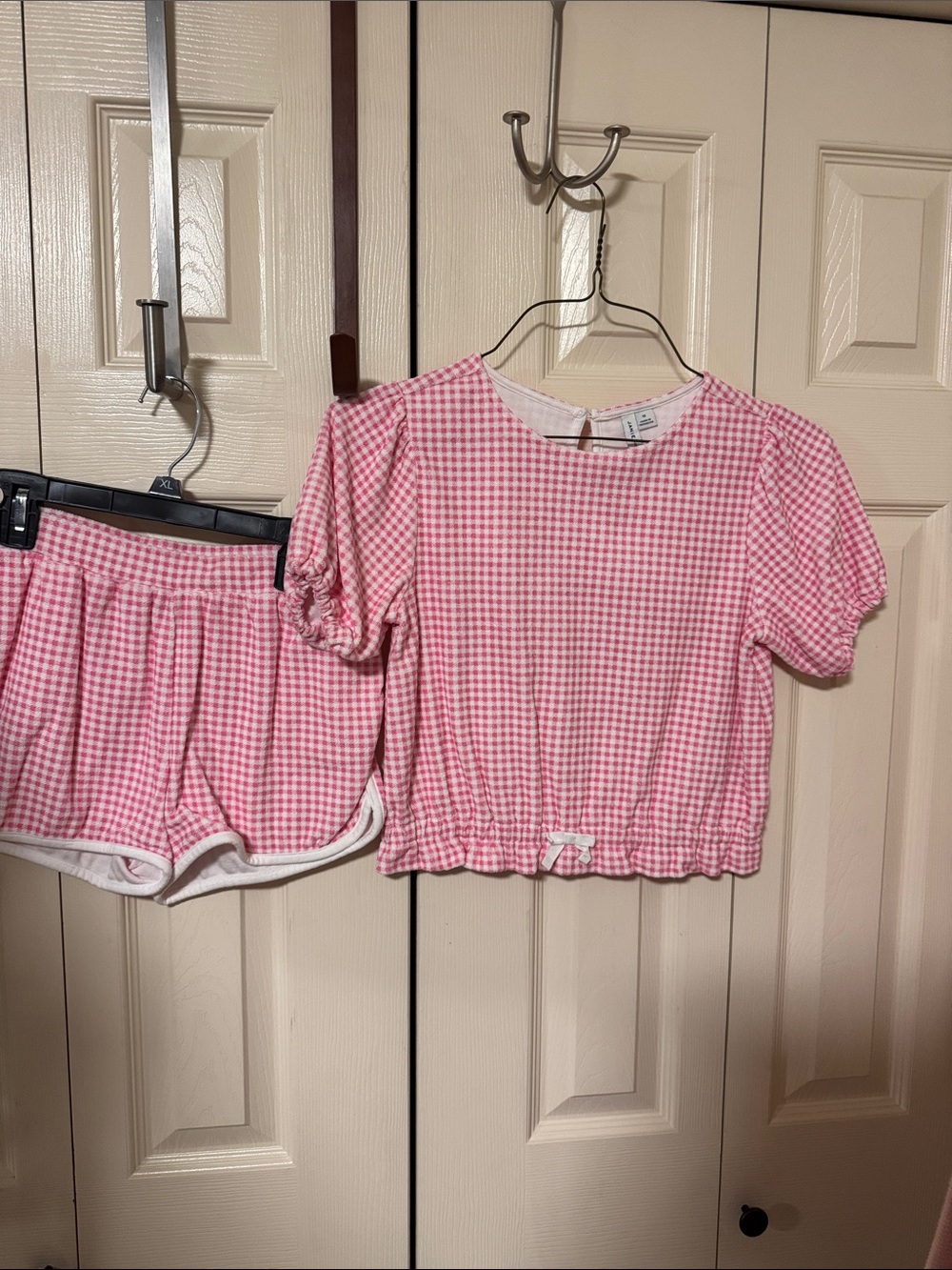 Girls Pink Gingham Short Set - Soft Cotton